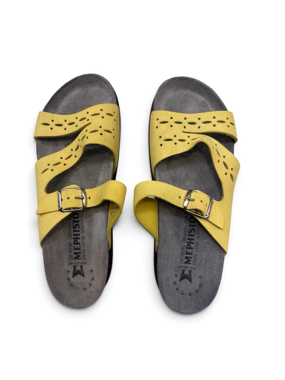 Mephisto Yellow Suede Slide Sandals